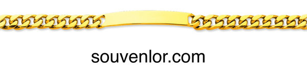 Bracelet homme identité or 18 carats, or jaune 750, maille gourmette serrée poids 34 g en 20 cm